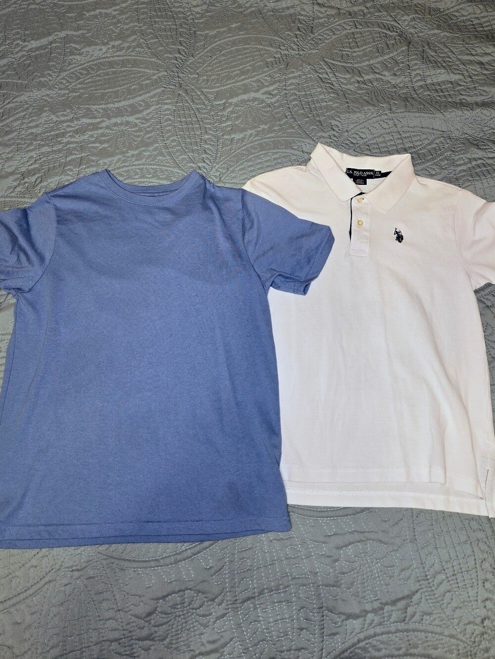 Ralph Lauren White Polo with Blue Crewneck Tee - Boy's XL Short Sleeve Set